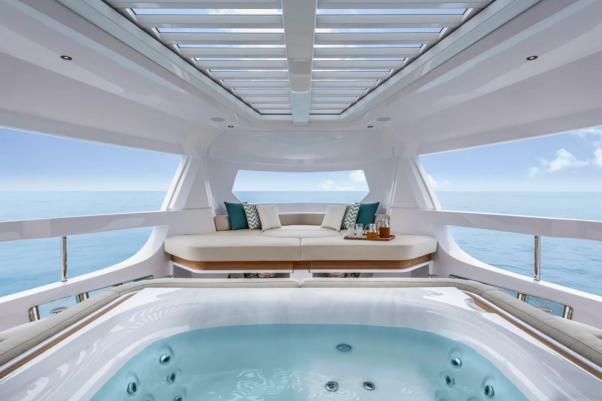 The spa arrangement illustrated for the All-Season Terrace; other configurations are offered.