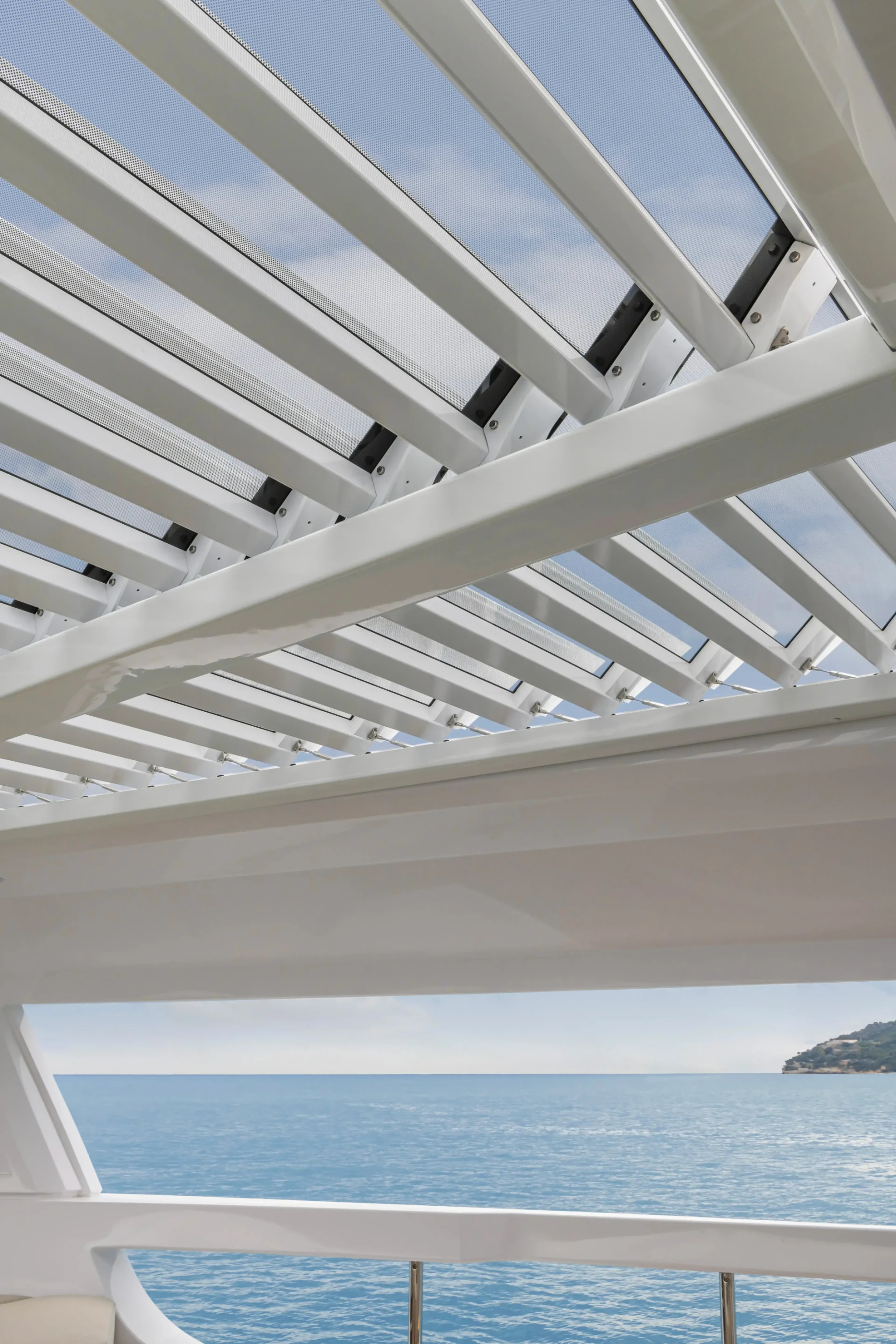 The slatted covering above the forward terrace in the official photographic sequence.