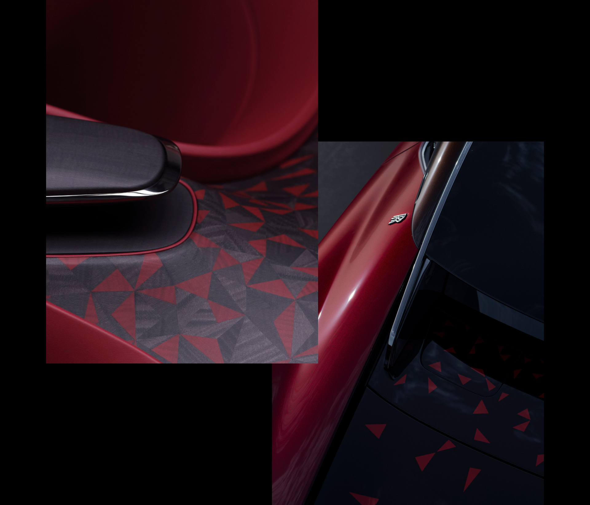 Official Rolls-Royce composition showing the parquetry, seat and door surfaces; presented as the complete supplied composition.