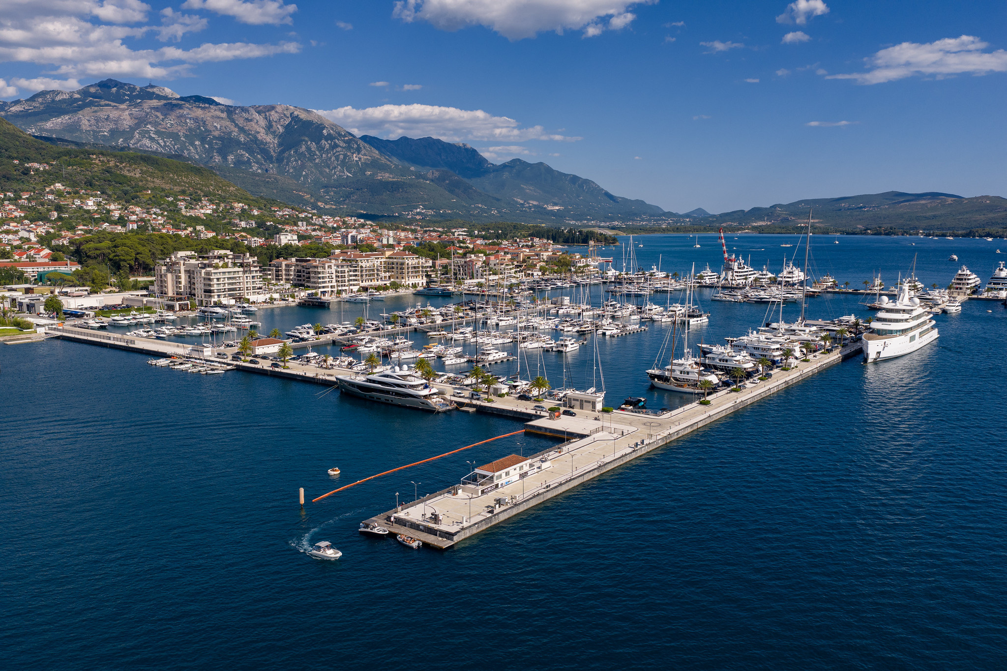 Porto Montenegro’s marina and waterfront in the current official aerial presentation.